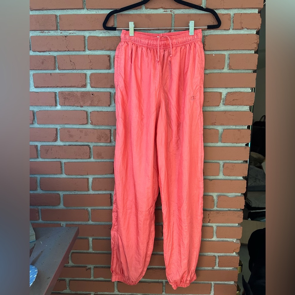Champion Windbreaker Jogger Pants Womens S Coral Pink/Orange Running Workout Gym